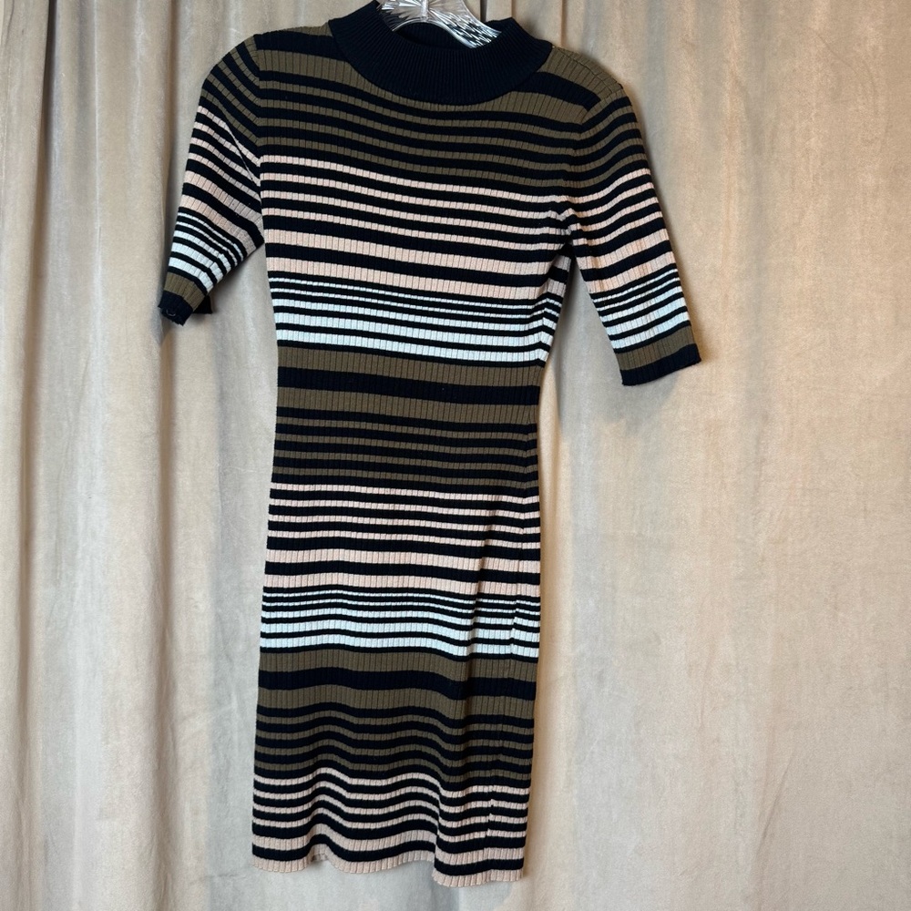 Say What? Black, Pink, White Striped Midi Dress Y2K 90s‎ Grunge Preppy Sweater